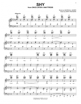 page one of Shy (Piano, Vocal & Guitar Chords (Right-Hand Melody))