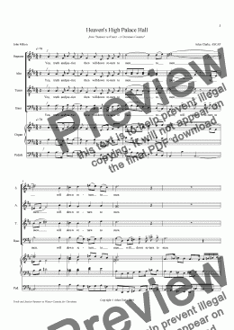 page one of Heaven's High Palace Hall -SATB, Organ