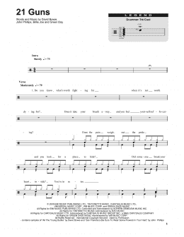 page one of 21 Guns (Drums Transcription)