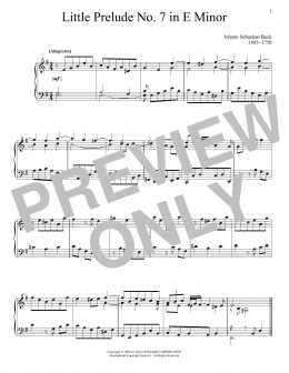 page one of Little Prelude No. 7 in E Minor (Piano Solo)