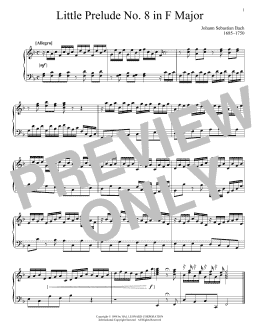 page one of Little Prelude No. 8 in F Major (Piano Solo)