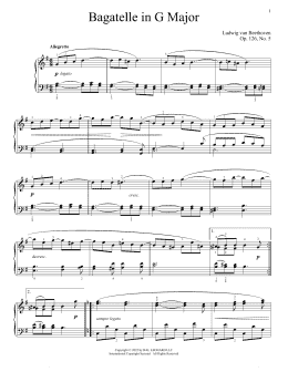 page one of Bagatelle in G, Op. 126, No. 5 (Piano Solo)