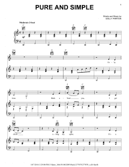page one of Pure And Simple (Piano, Vocal & Guitar Chords (Right-Hand Melody))