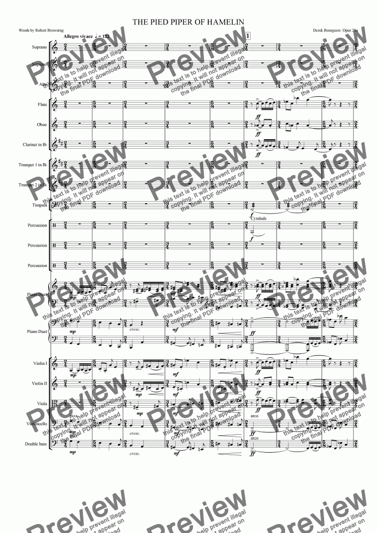 page one of The Pied Piper of Hamelin (Orchestral Version)