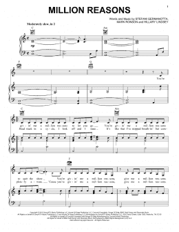 page one of Million Reasons (Piano, Vocal & Guitar Chords (Right-Hand Melody))