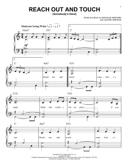 page one of Reach Out And Touch (Somebody's Hand) (Easy Piano)