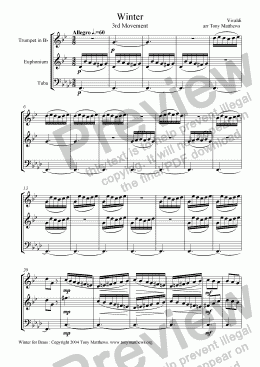 page one of Winter (3rd Movement) arr Brass Trio