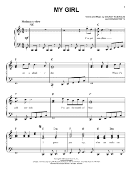page one of My Girl (Very Easy Piano)