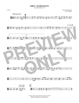 page one of Mrs. Robinson (Viola Solo)