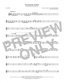 page one of Danger Zone (Clarinet Solo)