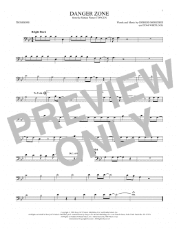 page one of Danger Zone (Trombone Solo)