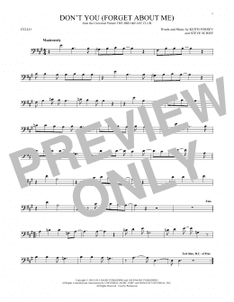 page one of Don't You (Forget About Me) (Cello Solo)