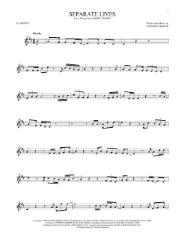 page one of Separate Lives (Clarinet Solo)
