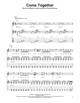 page one of Come Together (Guitar Tab (Single Guitar))
