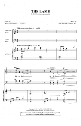 page one of The Lamb (SATB Choir)
