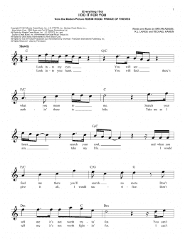 page one of (Everything I Do) I Do It For You (Easy Lead Sheet / Fake Book)