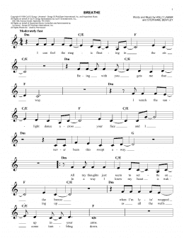 page one of Breathe (Easy Lead Sheet / Fake Book)