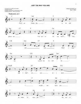 page one of Just The Way You Are (Easy Lead Sheet / Fake Book)