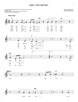 page one of Baby, I Love Your Way (Easy Lead Sheet / Fake Book)