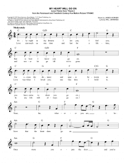 page one of My Heart Will Go On (Love Theme From 'Titanic') (Lead Sheet / Fake Book)