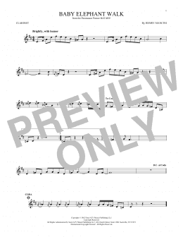 page one of Baby Elephant Walk (Clarinet Solo)