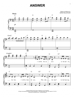 page one of Answer (Easy Piano)