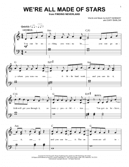 page one of We're All Made Of Stars (from 'Finding Neverland') (Easy Piano)