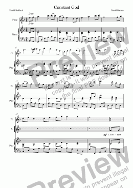 page one of "Constant God" for SATB Choir, Flute & Piano