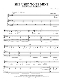page one of She Used To Be Mine (from Waitress The Musical) (Piano & Vocal)