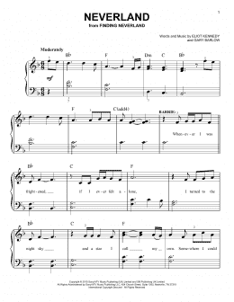 page one of Neverland (from 'Finding Neverland') (Easy Piano)
