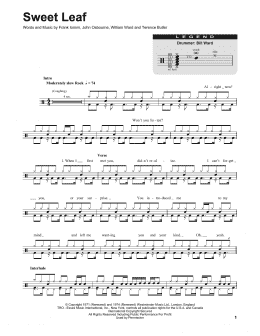 page one of Sweet Leaf (Drums Transcription)