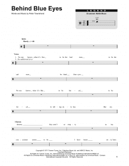 page one of Behind Blue Eyes (Drums Transcription)