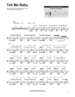 page one of Tell Me Baby (Drums Transcription)