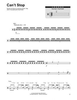 page one of Can't Stop (Drums Transcription)