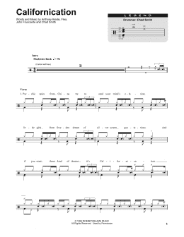 page one of Californication (Drums Transcription)