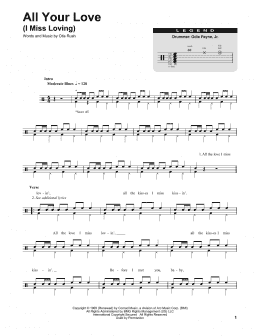 page one of All Your Love (I Miss Loving) (Drums Transcription)