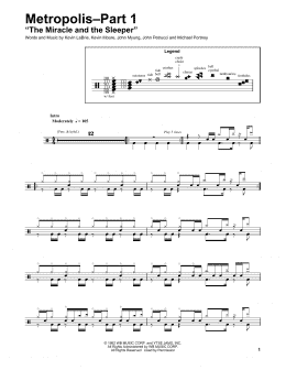 page one of Metropolis-Part 1 "The Miracle And The Sleeper" (Drums Transcription)