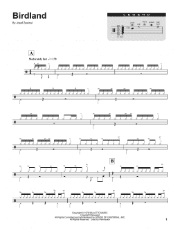 page one of Birdland (Drums Transcription)