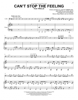 page one of Can't Stop The Feeling (Cello and Piano)