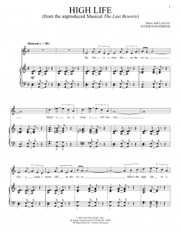 page one of High Life (Piano & Vocal)