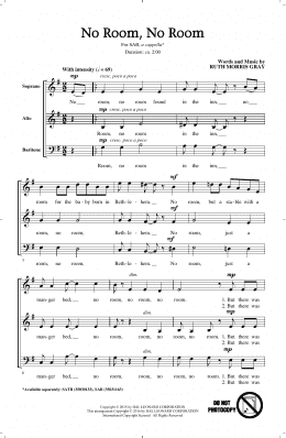 page one of No Room, No Room (SAB Choir)