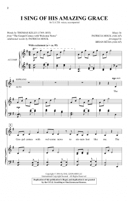 page one of I Sing Of His Amazing Grace (SATB Choir)