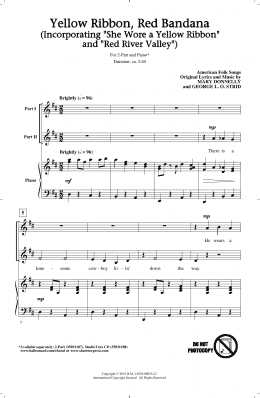 page one of Yellow Ribbon, Red Bandana (Incorporating "She Wore A Yellow Ribbon" and "Red River Valley") (2-Part Choir)