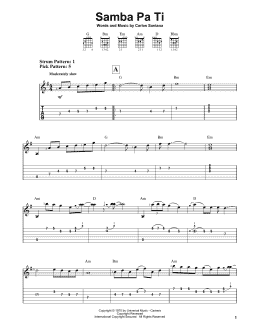 page one of Samba Pa Ti (Easy Guitar Tab)