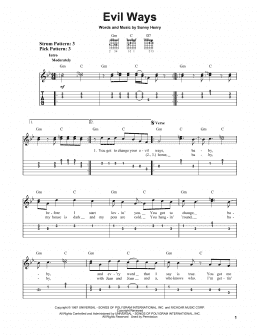 page one of Evil Ways (Easy Guitar Tab)