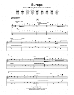 page one of Europa (Easy Guitar Tab)