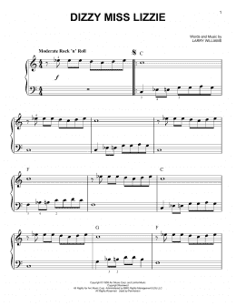 page one of Dizzy Miss Lizzie (Easy Piano)