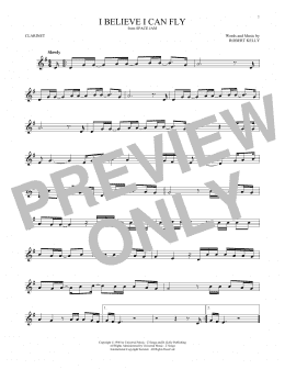 page one of I Believe I Can Fly (Clarinet Solo)