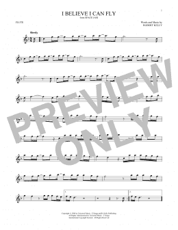 page one of I Believe I Can Fly (Flute Solo)