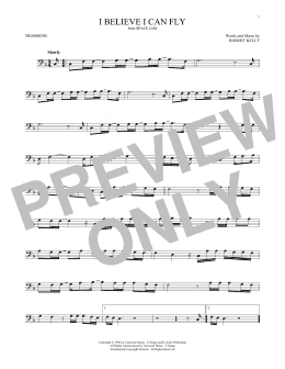 page one of I Believe I Can Fly (Trombone Solo)